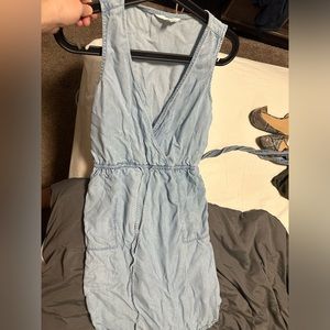 Denim summer dress with pockets & drawstring